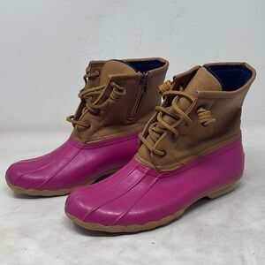 Stylish Pink and Tan Women's Boots size 6